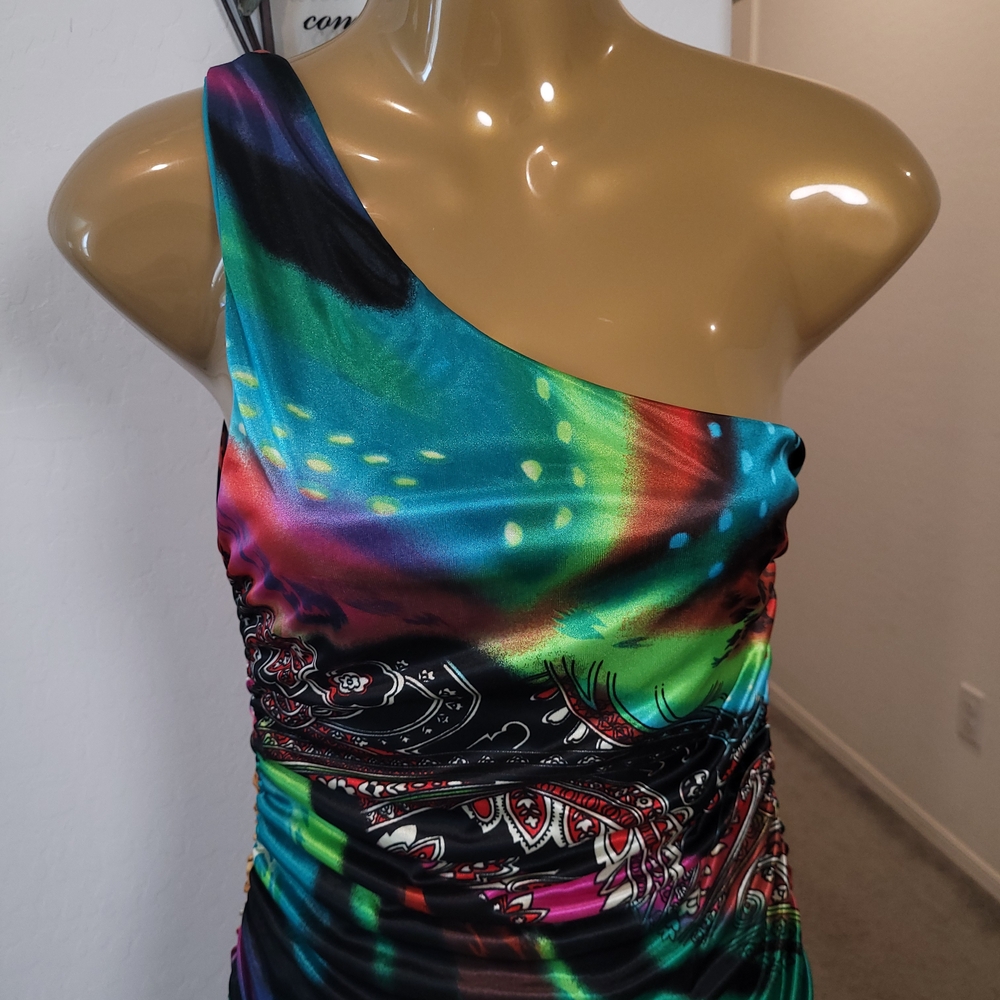 Symphony Multicolor One-Shoulder Dress Asymmetrical - Picture 2 of 5